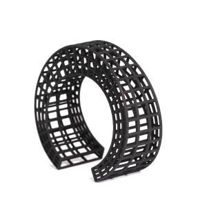 black geometric cuff bracelet made of nylon
