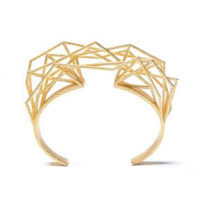 Solitaire bracelet, 3D printed steel - gold plated