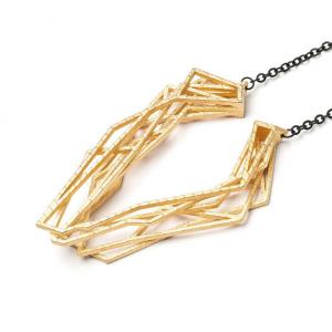 Solitaire necklace, 3D printed steel - gold plated