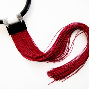 Bold choker necklace with long fringes