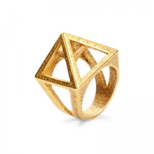 Nefertiti ring, 3D printed steel - gold plated