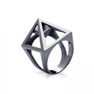Nefertiti ring, 3D printed silver - rhodium plated