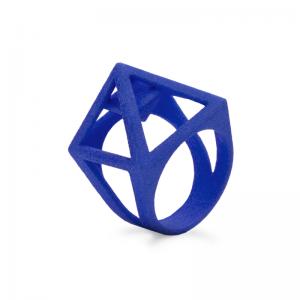 Nefertiti ring, 3D printed nylon - royal blue