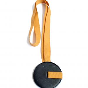 ANTHRACITE NECKLACE WITH HONEY STRING RIBBON