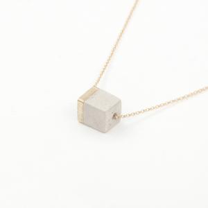 Concrete Necklace One-piece light gray cube small