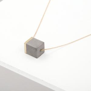Concrete Necklace One-piece dark grey cube medium