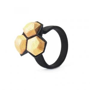 Calyx ring, 3D printed nylon and gold plated steel