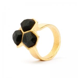Calyx ring, 3D printed gold plated steel and nylon