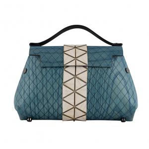 WOODEN MINI BAG GRACE - LIGHT BLUE AND WHITE