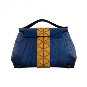 WOODEN MINI BAG GRACE - BLUE AND YELLOW