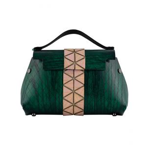 WOODEN MINI BAG GRACE - GREEN AND PINK