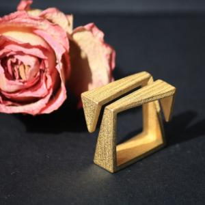 Ziggy Ring - 3D Printed Steel - Gold Plated 
