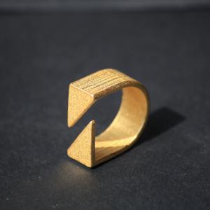 Gap Ring - 3D Printed Steel - Gold Plated 
