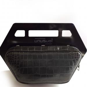 Mini Trape-6 Pitch Black Croco Woman Handbag