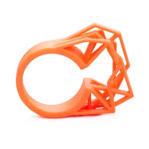 Solitaire ring NEON, 3D printed nylon, orange