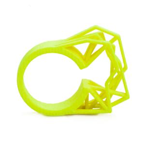 Solitaire ring NEON, 3D printed nylon, yellow