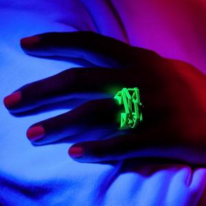 Solitaire ring NEON, 3D printed nylon, green