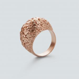 Crystal ring, 3D printed brass - rosegold plated