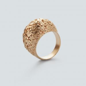 Crystal ring, 3D printed brass - gold plated