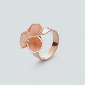 Calyx ring, 3D printed brass - rose gold plated