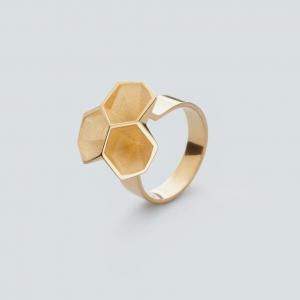 Calyx ring, 3D printed brass - gold plated