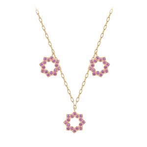 Noor Charm 18k Yellow Gold Pink Sapphires Necklace