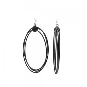 Hoop Earrings in black with silver 925