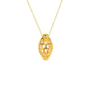 18k Gold Plated Brass Pendant with Chain. HONEYBIT