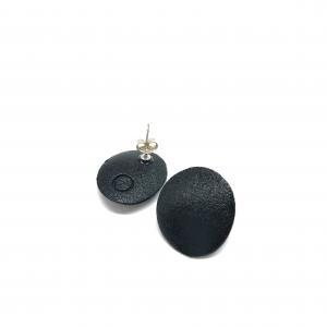 Minimal earrings Black with silver 925